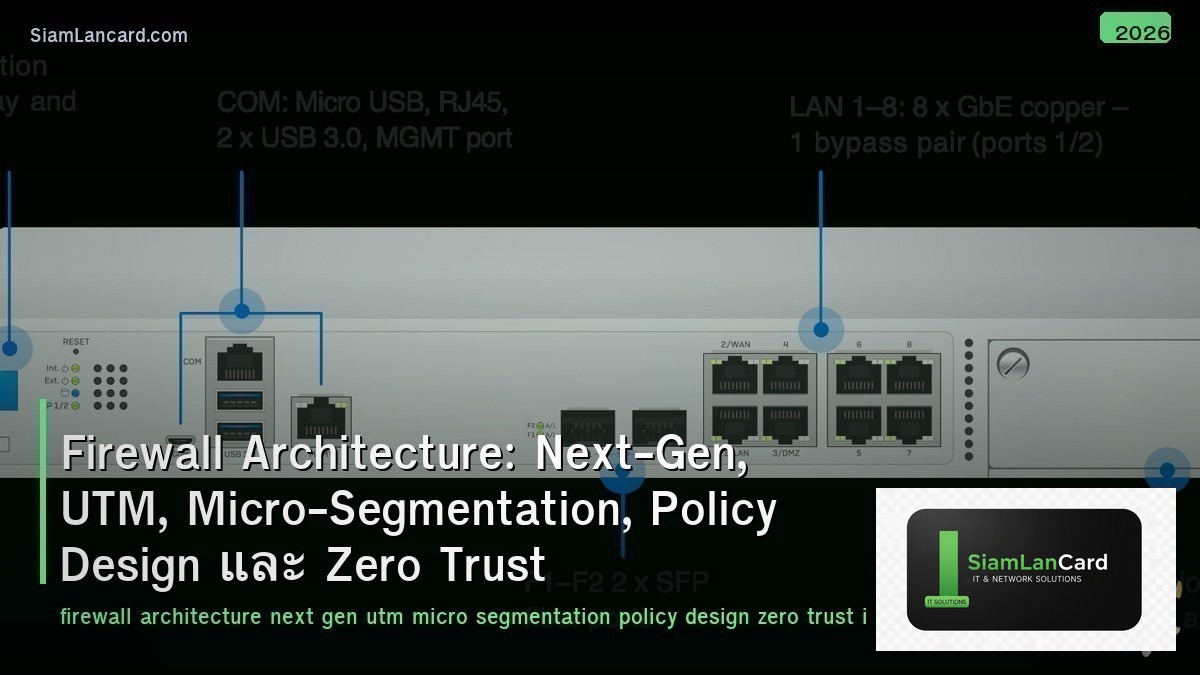 Firewall Architecture: Next-Gen, UTM, Micro-Segmentation, Policy Design และ Zero