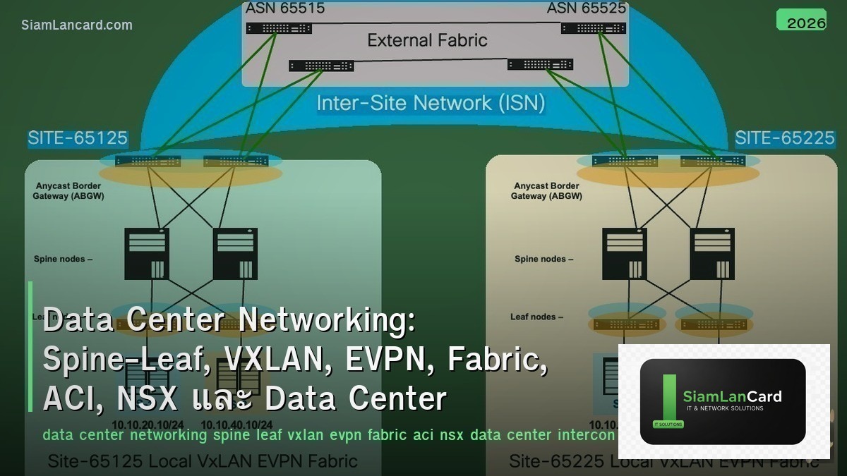 Data Center Networking: Spine-Leaf, VXLAN, EVPN, Fabric, ACI, NSX และ Data Cente