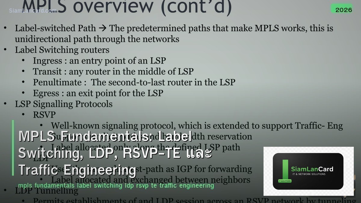 MPLS Fundamentals: Label Switching, LDP, RSVP-TE และ Traffic Engineering
