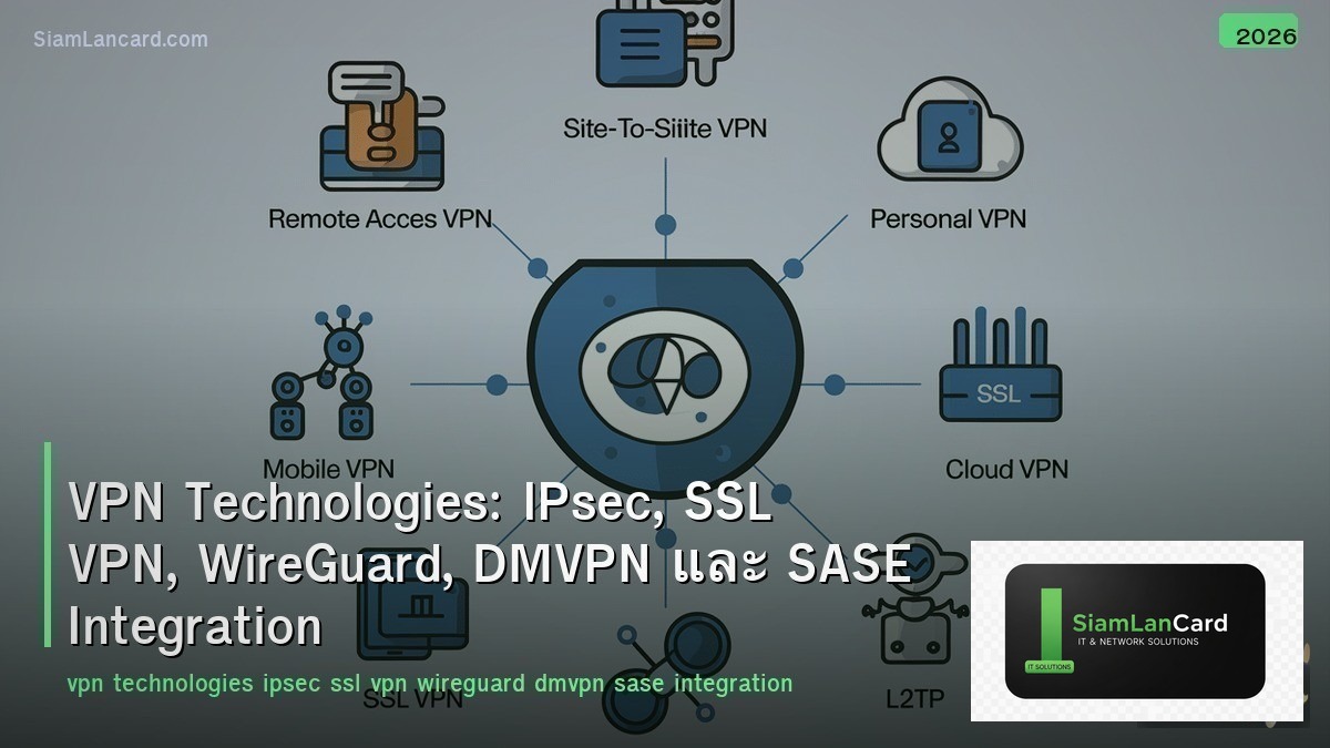 VPN Technologies: IPsec, SSL VPN, WireGuard, DMVPN และ SASE Integration