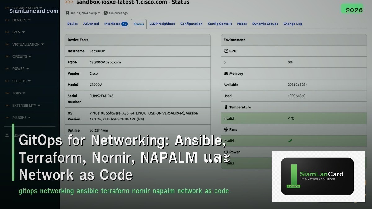 GitOps for Networking: Ansible, Terraform, Nornir, NAPALM และ Network as Code